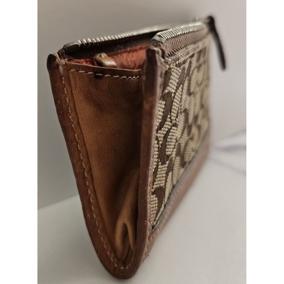 Coach Signature C Khaki Tan Zip Coin Purse - Picture 4 of 8